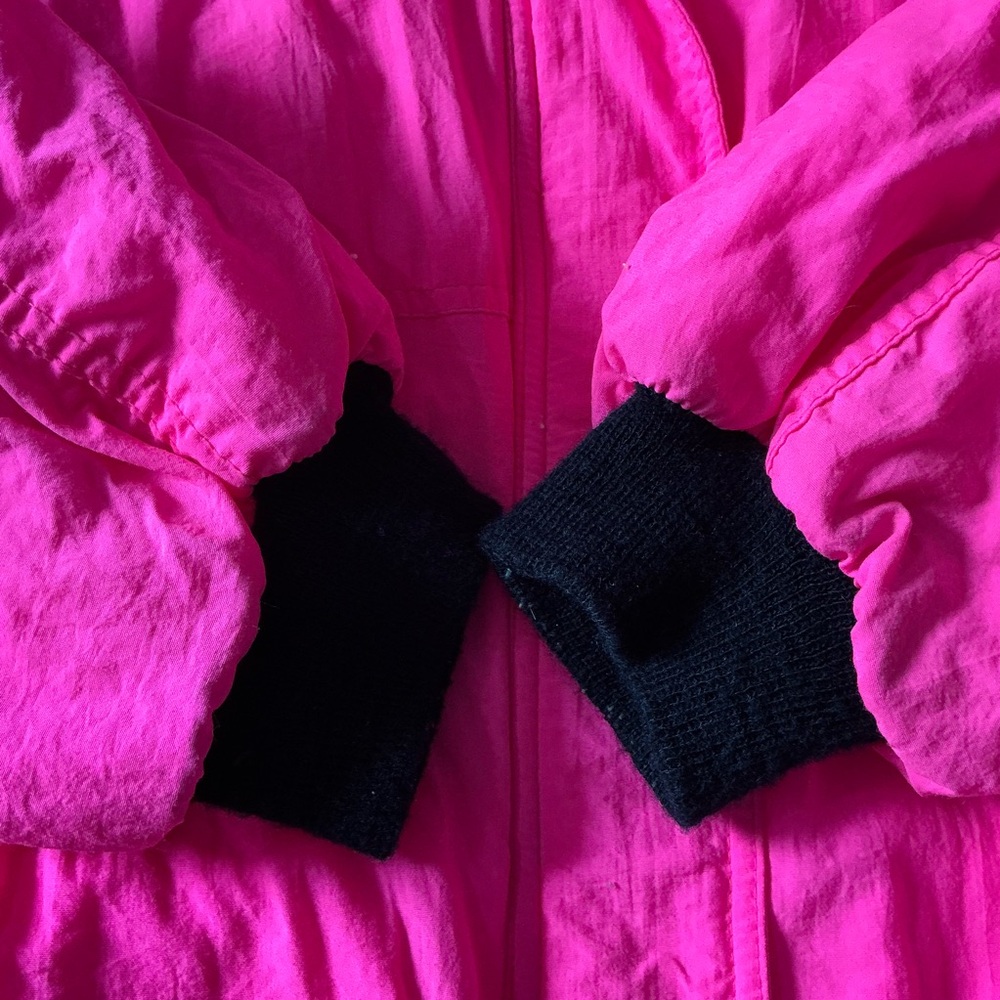 Vintage 80s Neons Mania Pink Nylon Bomber Jacket-M | Ski Jacket |Made in Korea - Picture 6 of 8